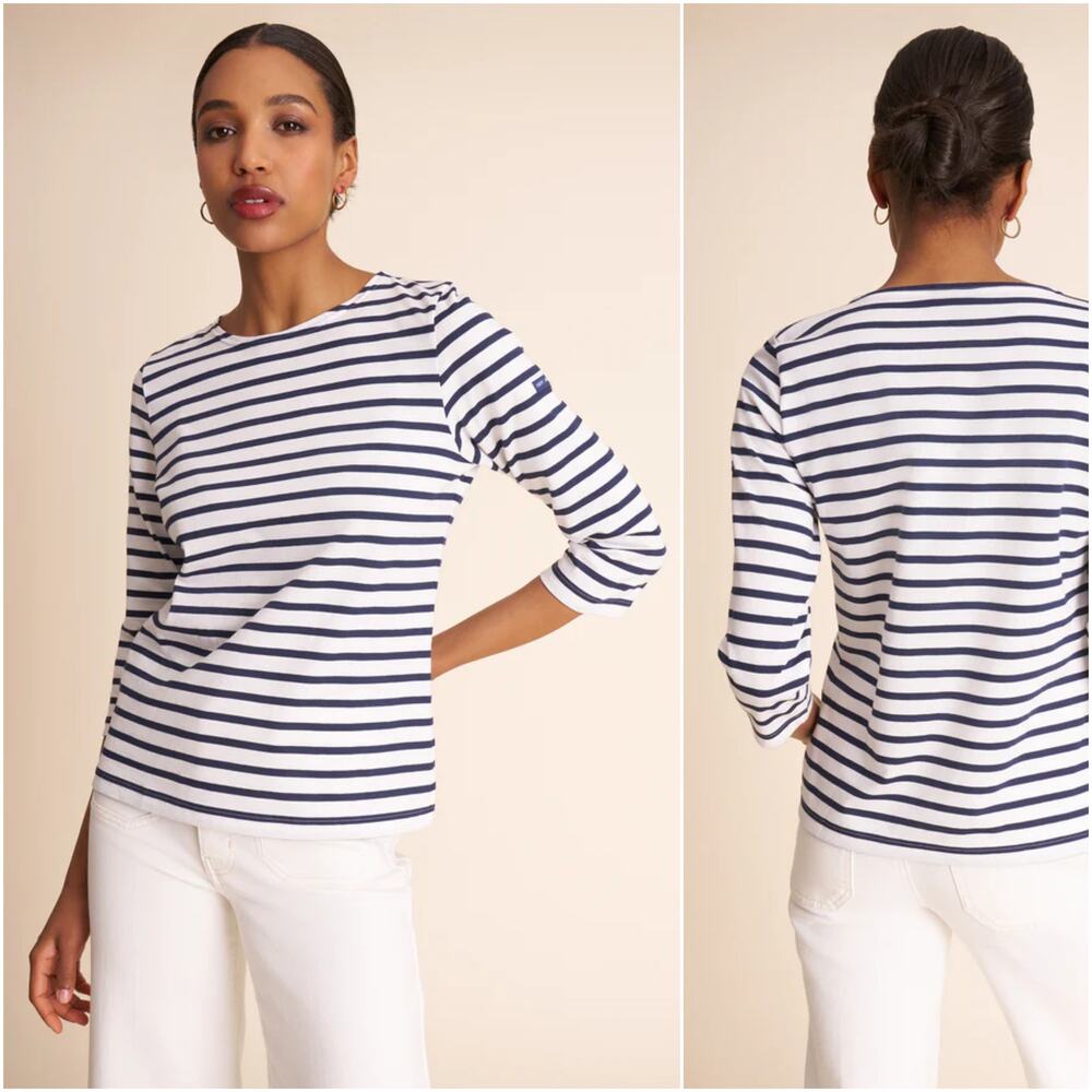 Saint James Galethee Jersey top White Navy 3/4 sleeve